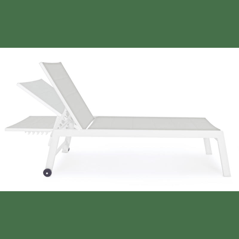 HILDE - Chaise longue haute aluminium et textilène blanc
