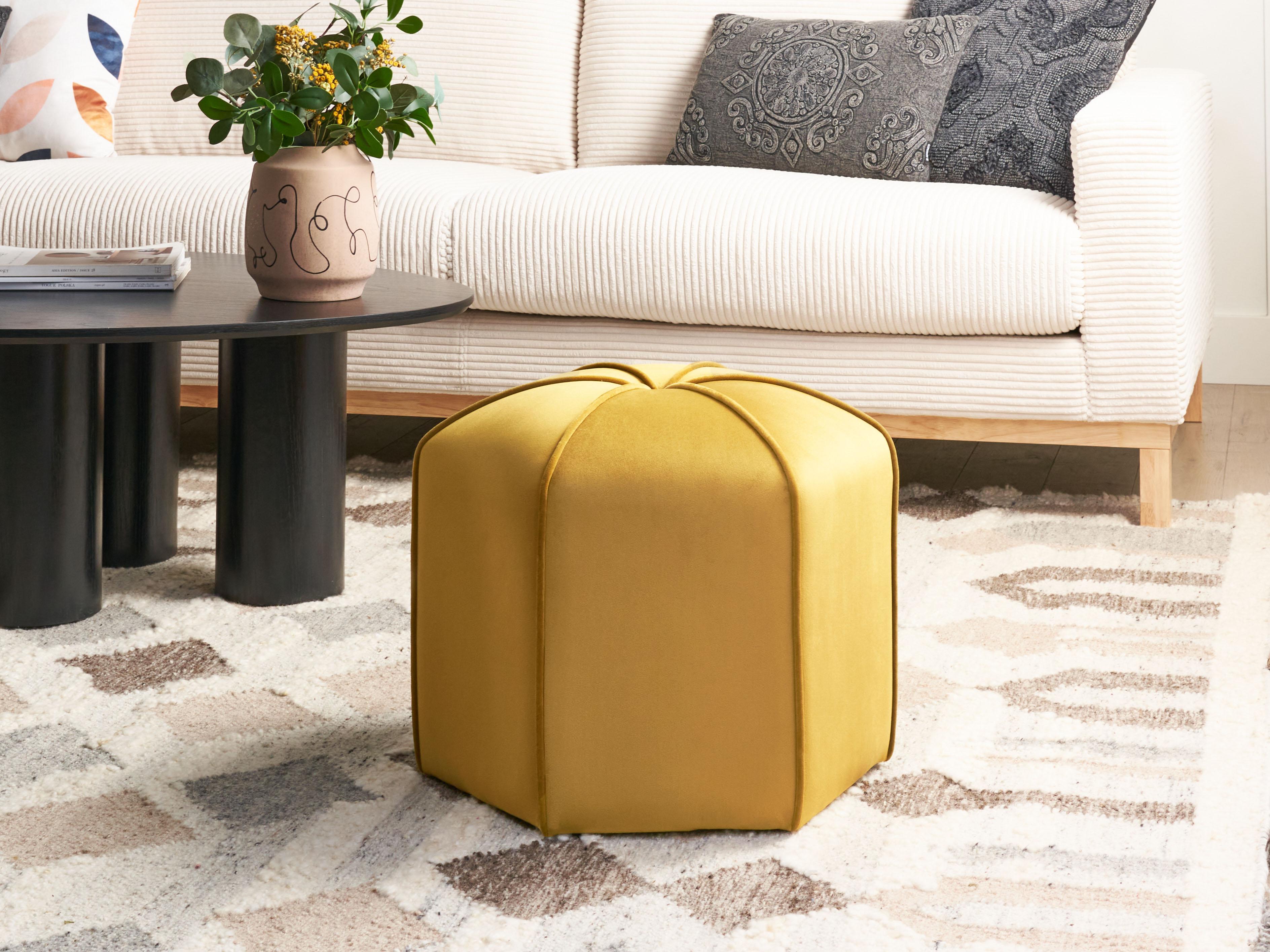 Pouffe WISHEK Velvet Yellow
