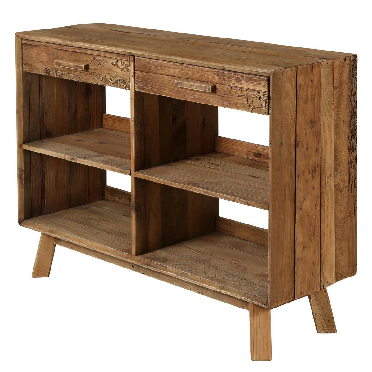 NEBRASKA - Console en pin recyclé 4 niches et 2 tiroirs