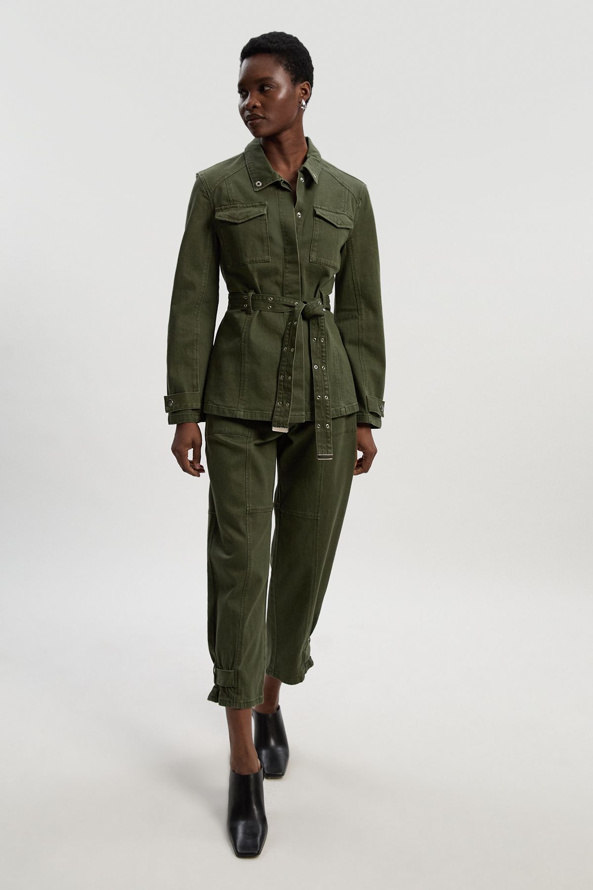 KarenMillen Denim Utility Belted Jacket