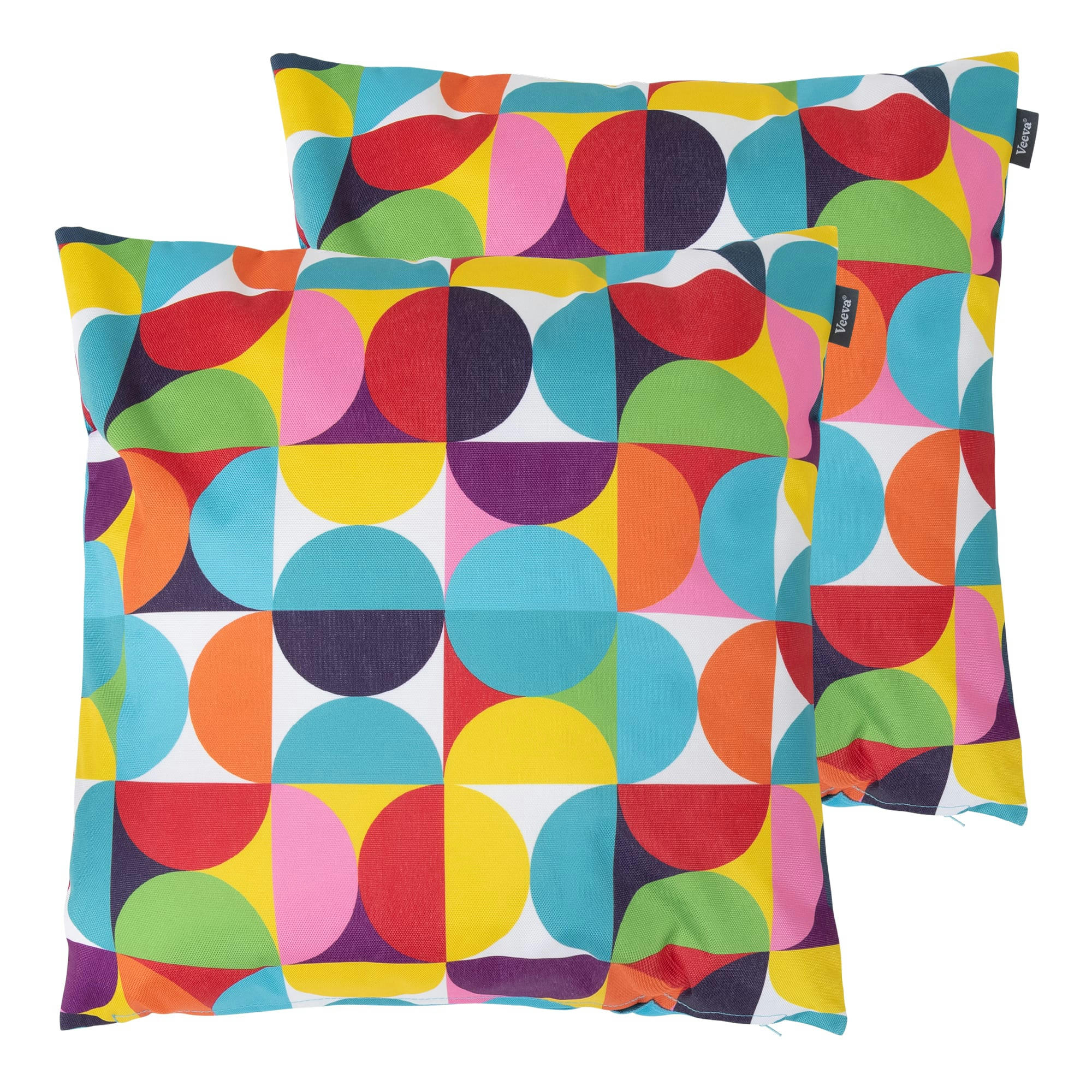 - Lot de 2 coussins d'extérieur multico/cercles 43x43