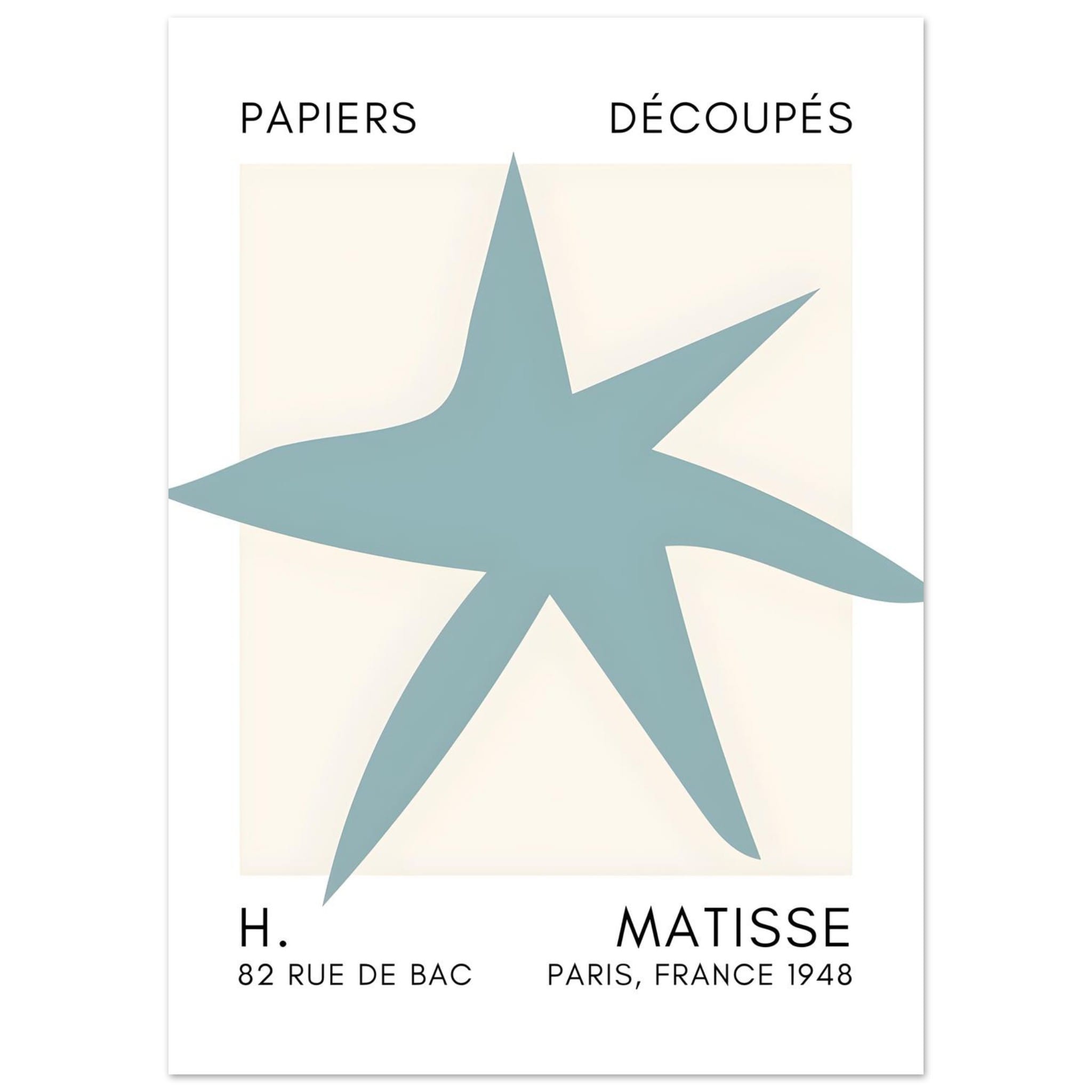 Artfulprints Poster Matisse – Star of the sea turquoise  - 50x70 cm - Turquoise