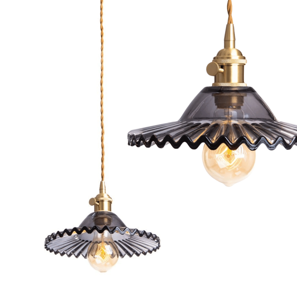 Lampa Wisząca Sufitowa SONIK Szklana Płaska Retro Vintage Szary