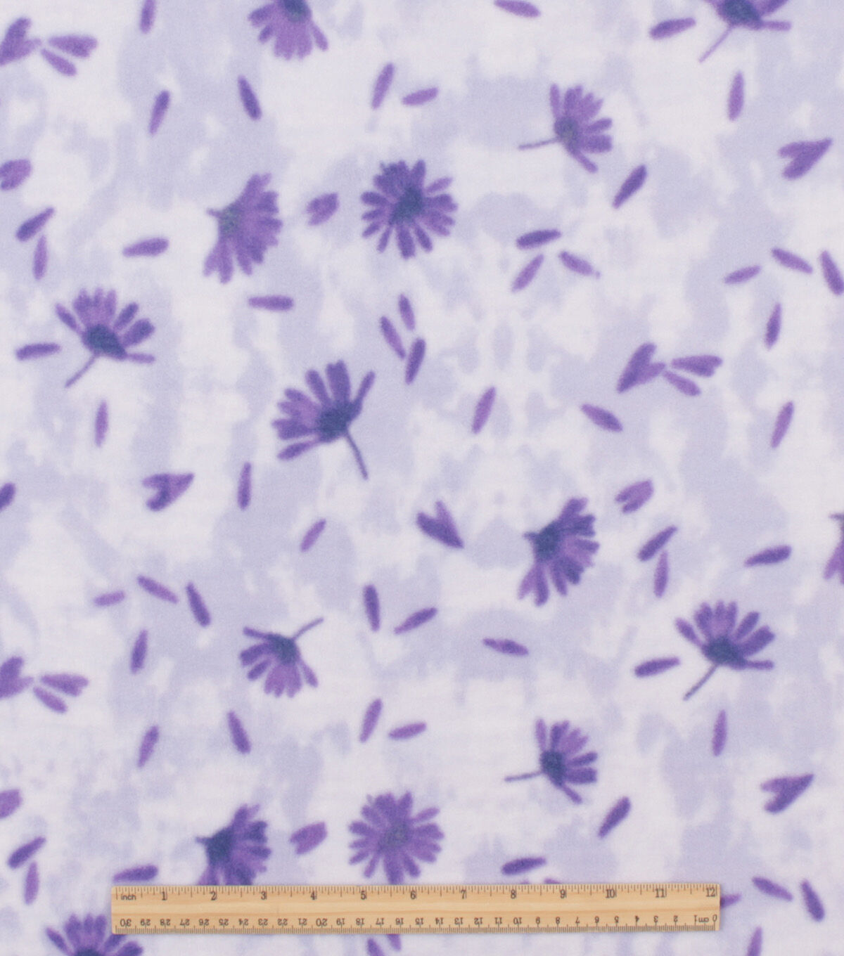 Purple Watercolor Floral Anti Pill Fleece Fabric