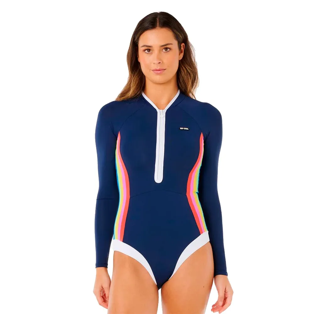 Rip Curl Surf Stripe UPF woman long sleeve front zip shorty