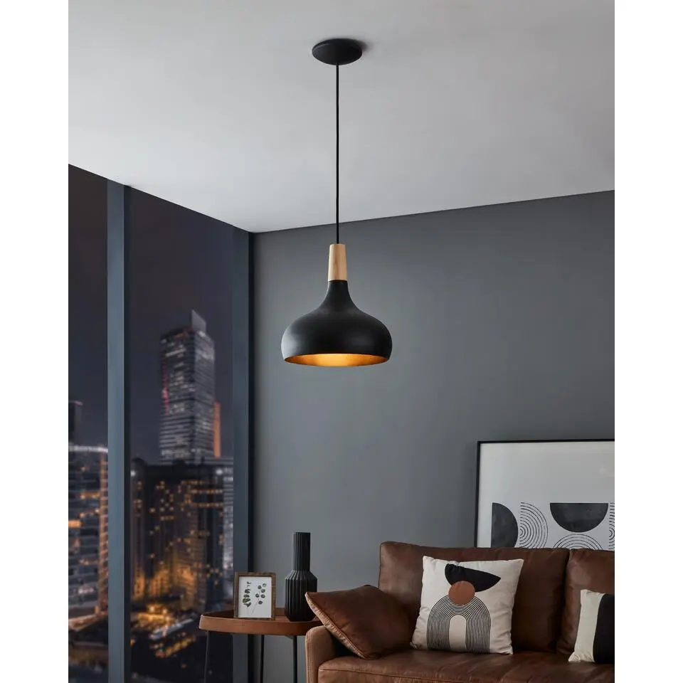 EGLOSabinarHanglamp-E27-&Oslash;28cm-Zwart/Bruin