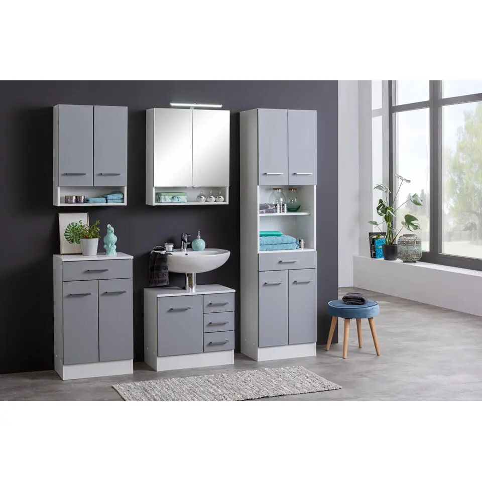 Hangkast Ricca 50cm 2 deuren - wit/lichtgrijs