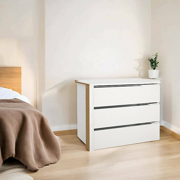 Commode Boulogne, Commode polyvalente, Commode de chambre, Meuble avec tiroirs, 87x55 h70 cm, Blanc