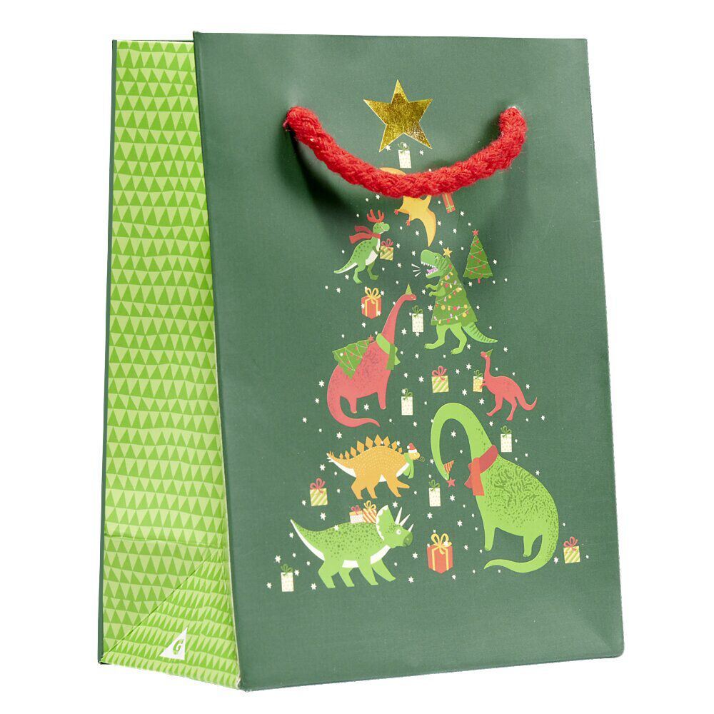 Sac cadeau No&euml;l enfant licorne ou dinosaure 11xH15cm (2 modèles)