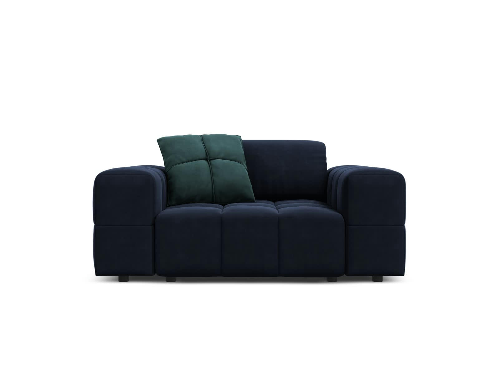 LUC - Fauteuil en tissu velours bleu foncé