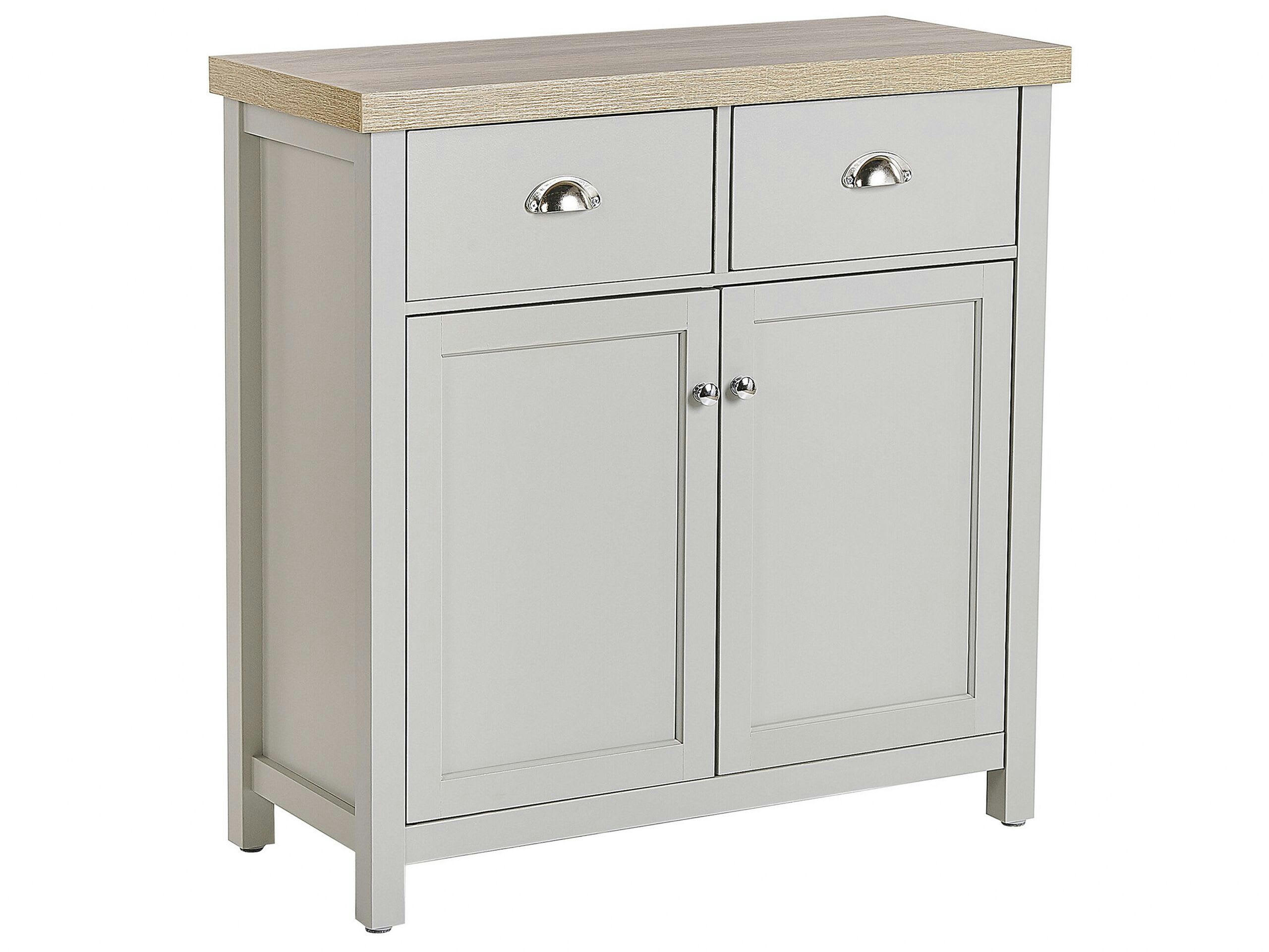 CLIO - Commode 2 portes gris et effet bois clair