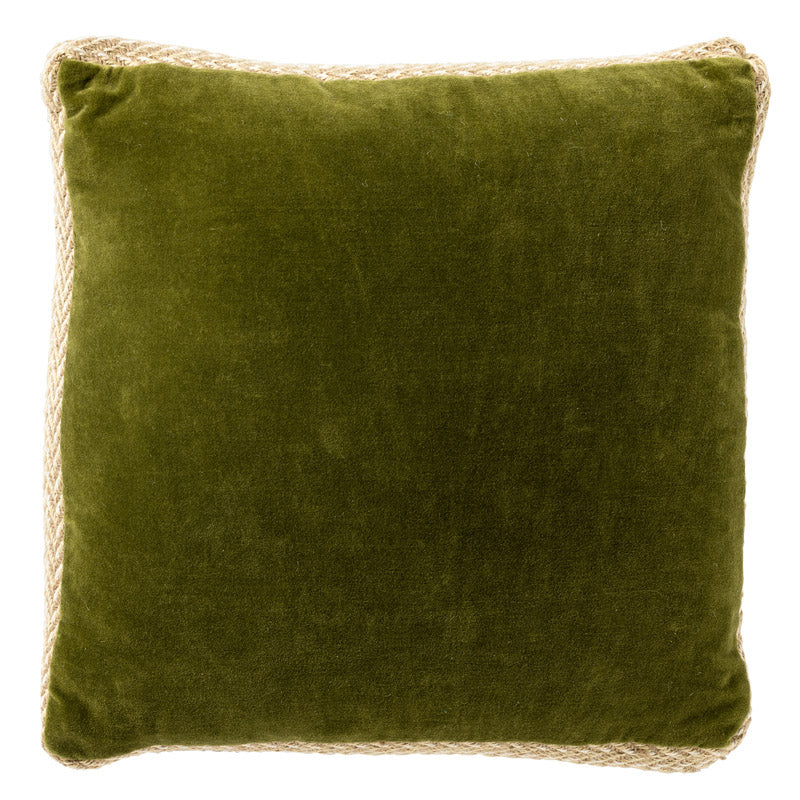 MANOE - sierkussen 45x45 cm - effen kleur - jute rand - Cardamom Seed - groen