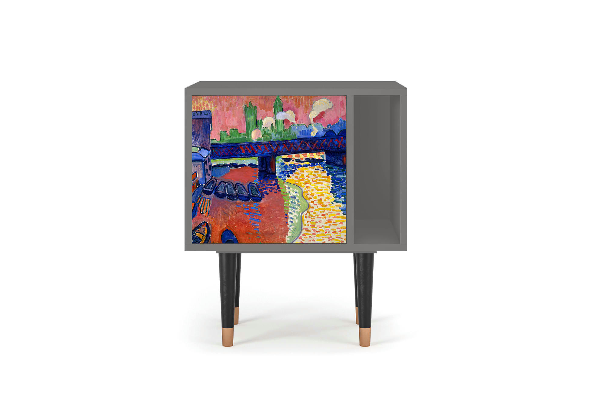 CHARING CROSS BRIDGE BY ANDRE DEAIN - Table de chevet multicolore 1 porte L 58 cm