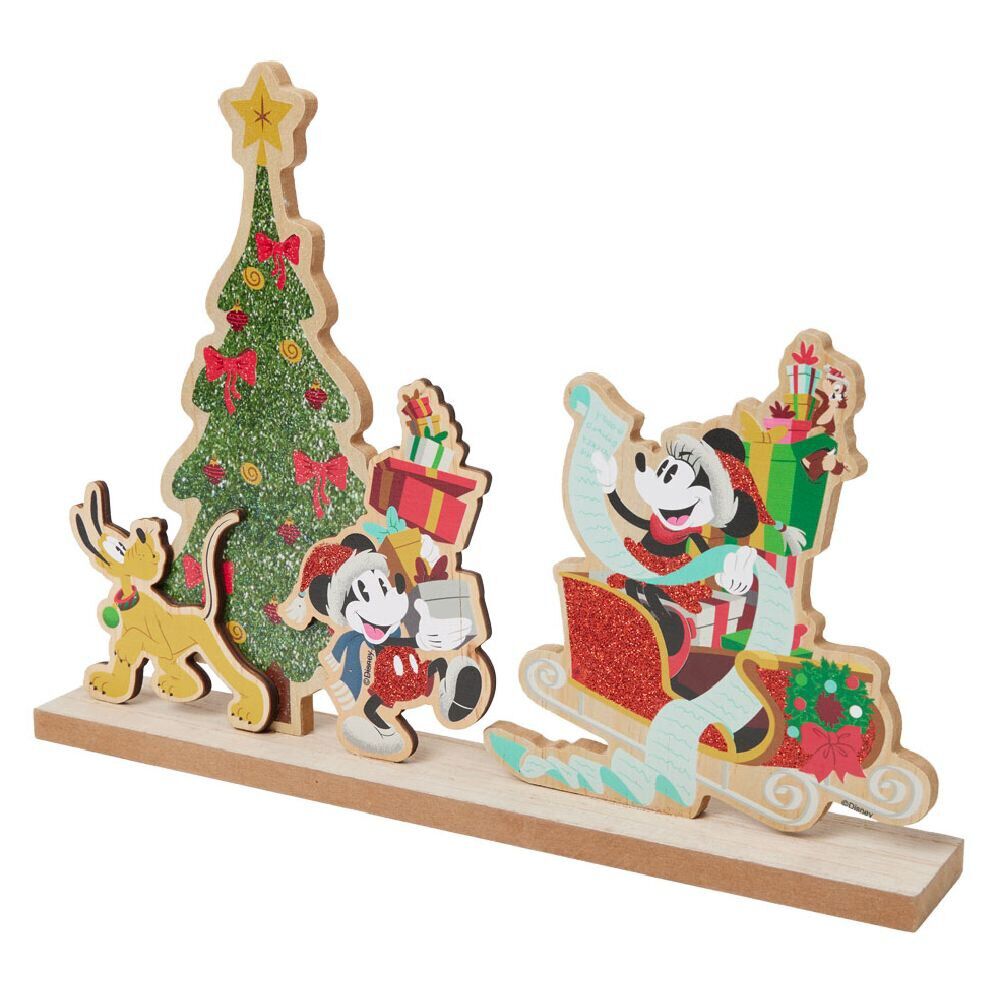 Décoration Disney à poser Mickey à No&euml;l bois 34x5xH25cm