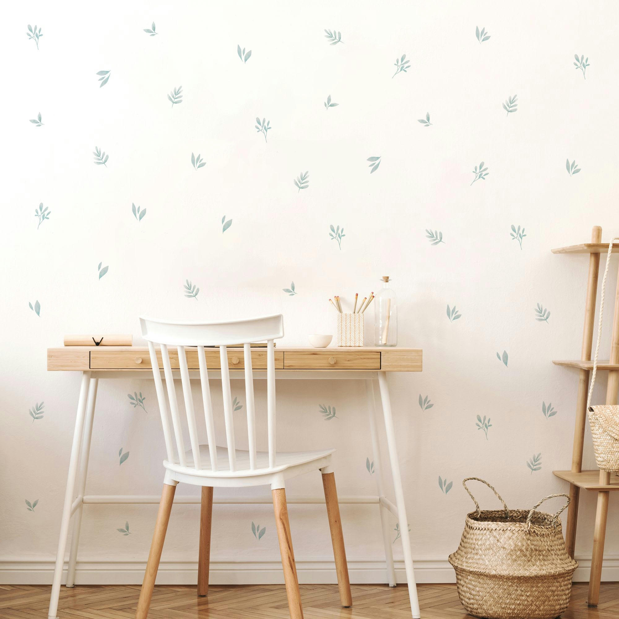 - Stickers muraux plantes décoratives style aquarelle vert