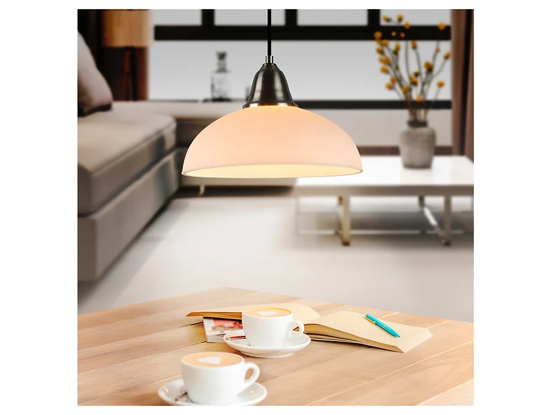 Lampa wisząca Kalista metalowo-szklana srebrno-biała