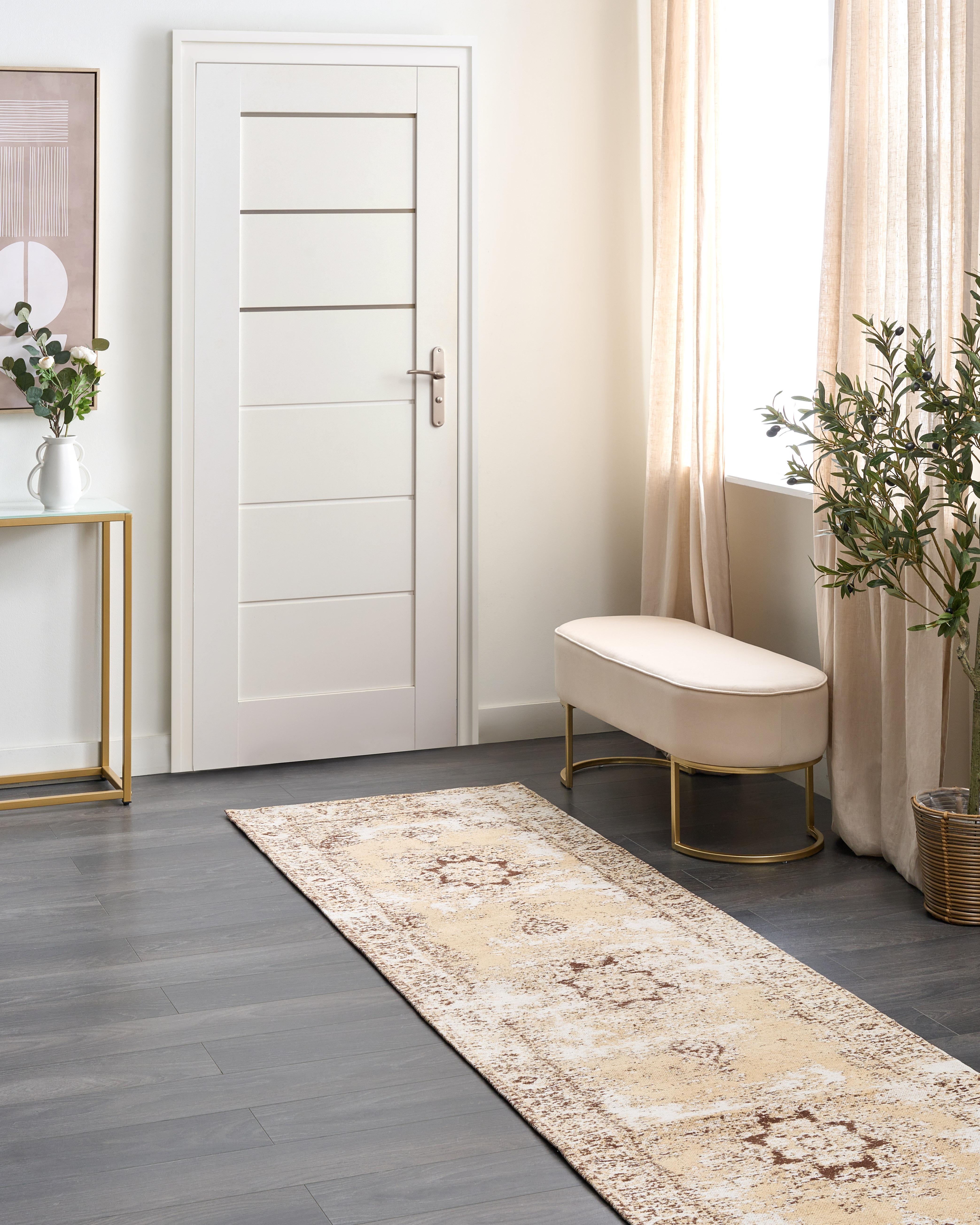 Rug ALMUS Brown 80 x 300 cm Cotton