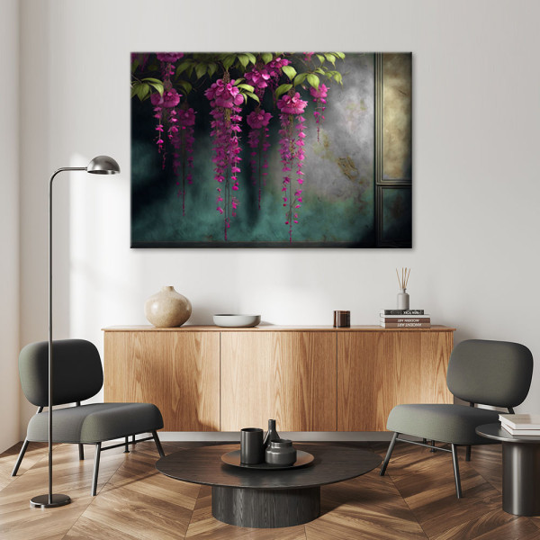 Feeby Obraz, Wiszące różowe kwiaty beton 60x40