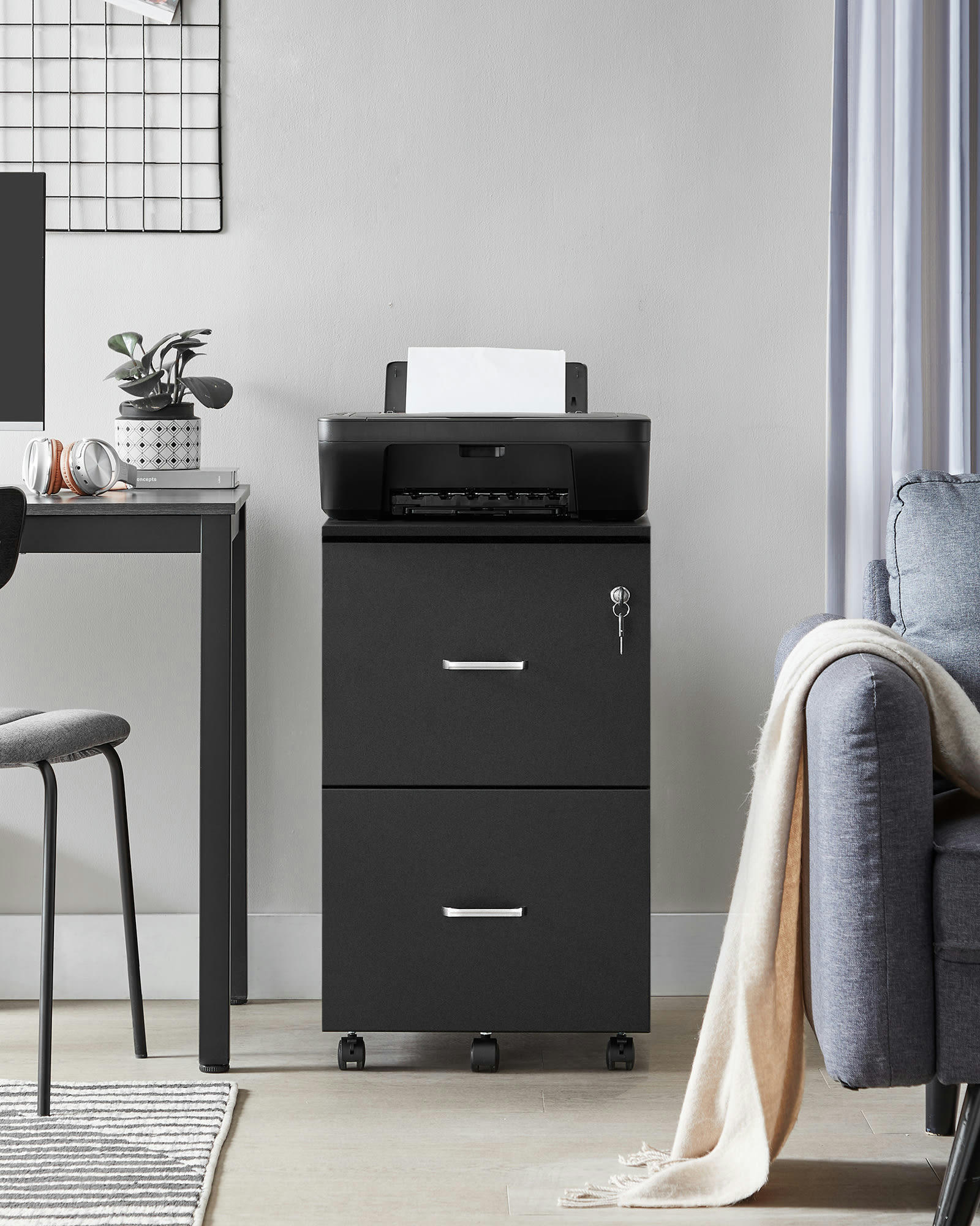 - Caisson de bureau mobile panneau mdf de classe e1 pvc noir