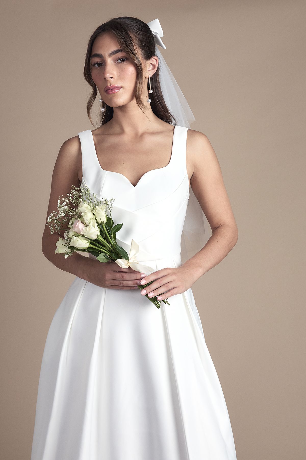 Coast Satin Pleat Bodice Full Skirt Wedding Dress