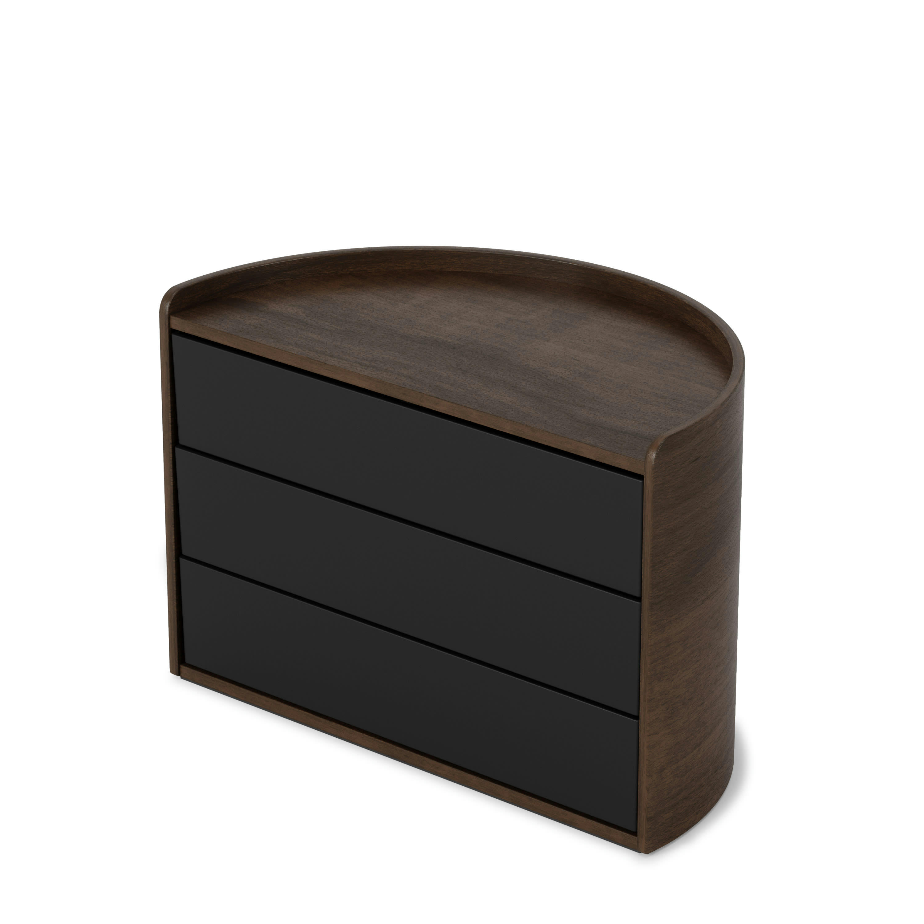 MOONA - Coffret à bijoux 3 niveaux pivotants 26x15x19cm noir et bois foncé