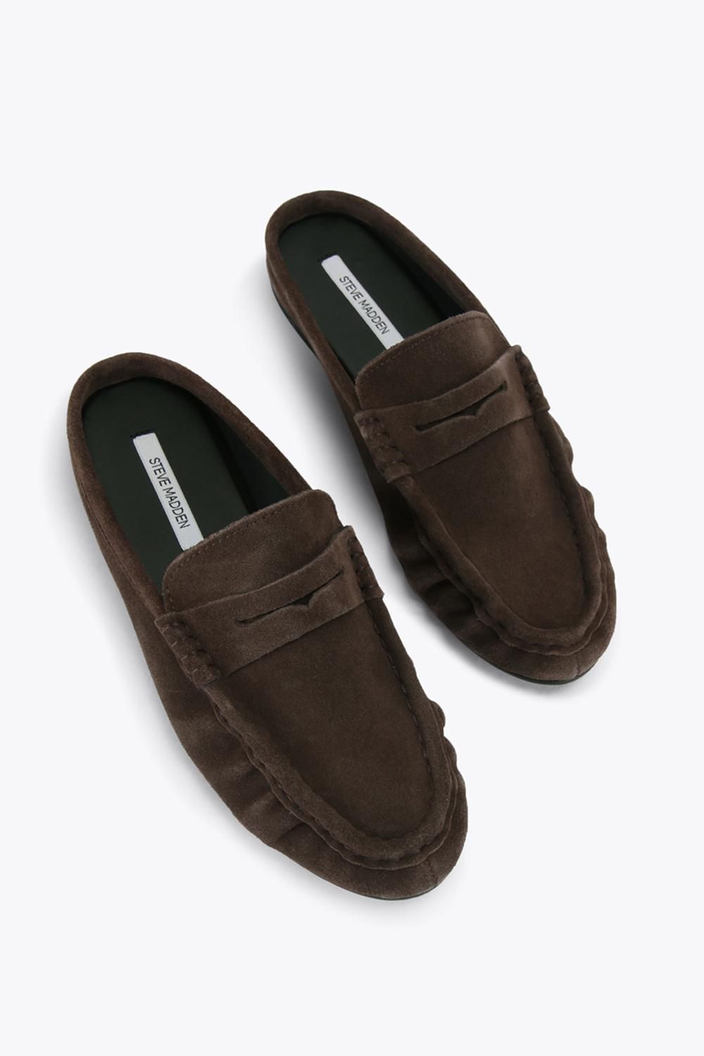 STEVE MADDEN Rafe Dark Brown' Suede Flats