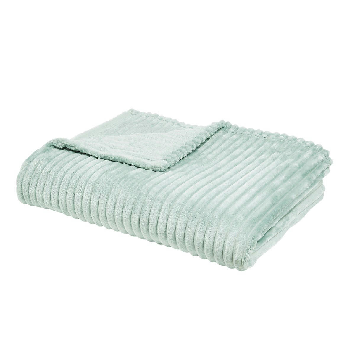 ESSENTIAL - Plaid cotelé uni en Polyester Vert 150X200 cm