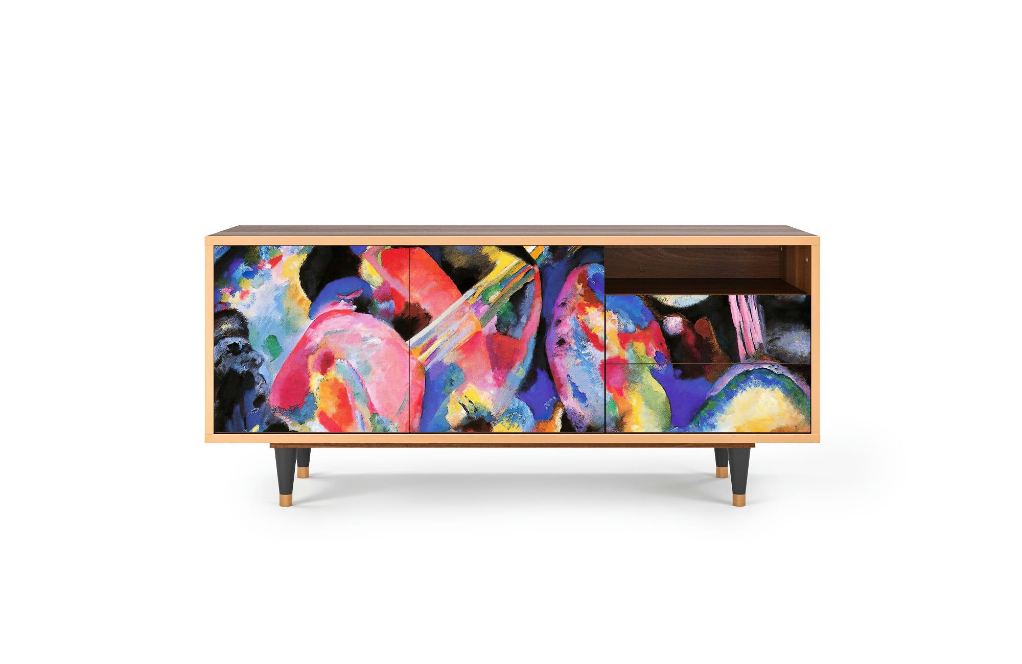 KANDINSKY - Meuble TV  multicolore 2 tiroirs et 2 portes L 125 cm