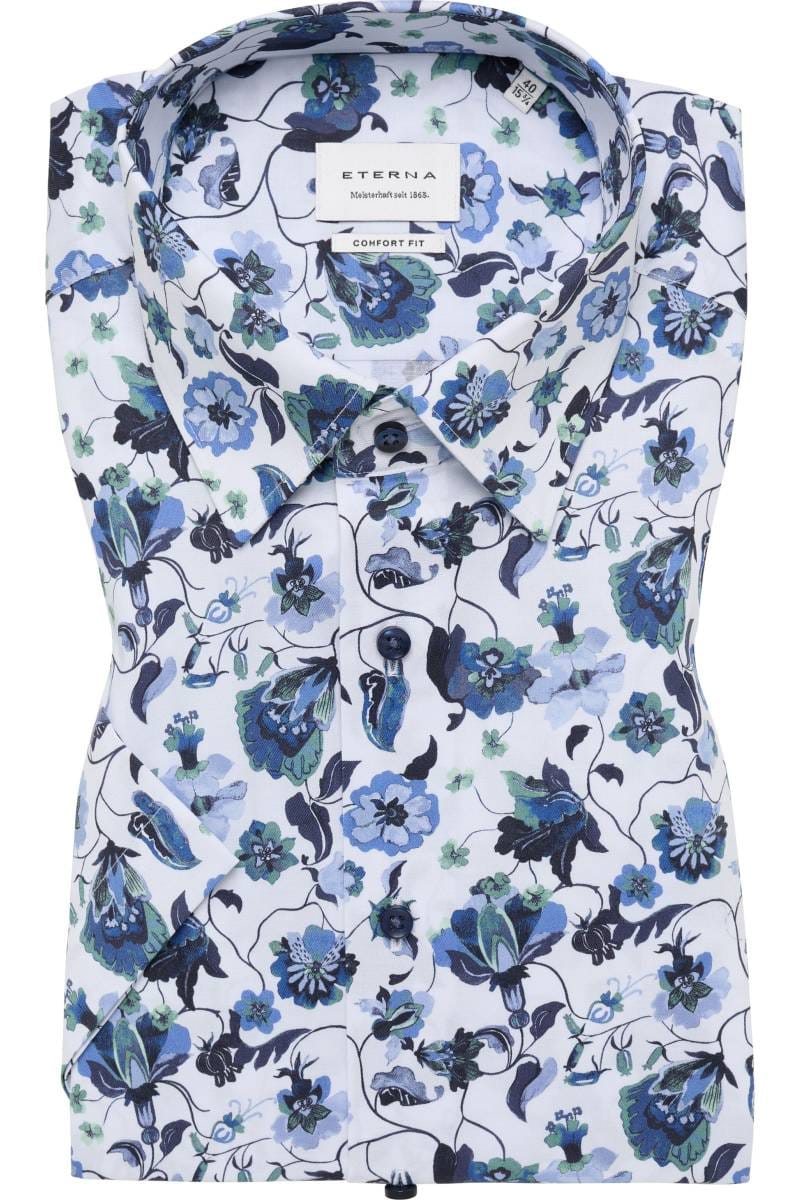 ETERNA Comfort Fit Hemd blau, Bedruckt