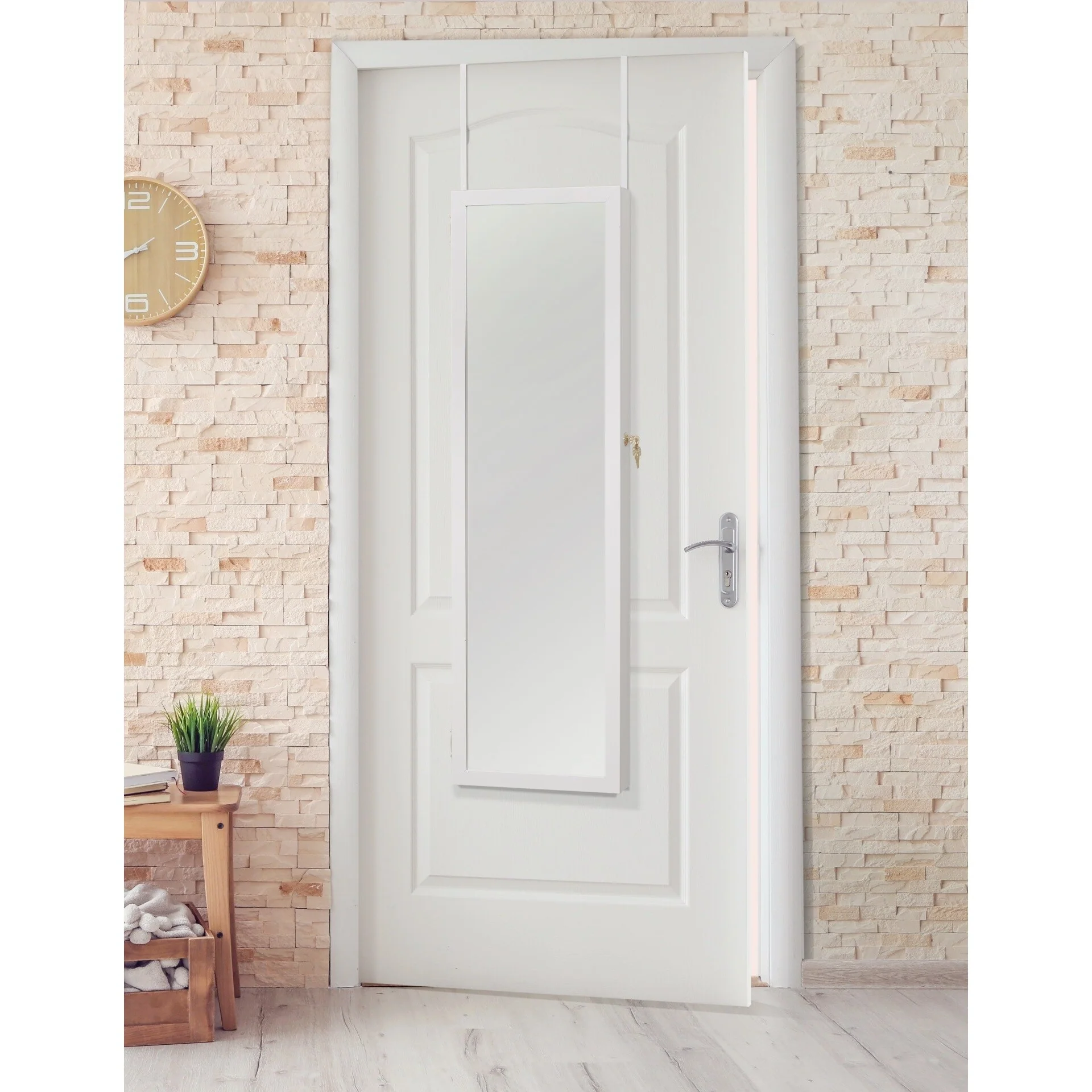 White Over-the-door Jewelry Armoire with 2 Keys