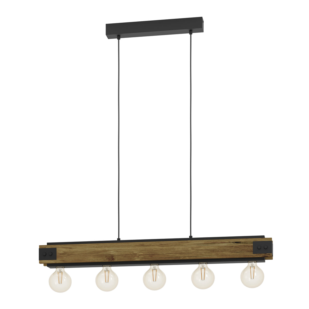EGLO hanglamp Layham - e27 - 96 cm - zwart/bruin
