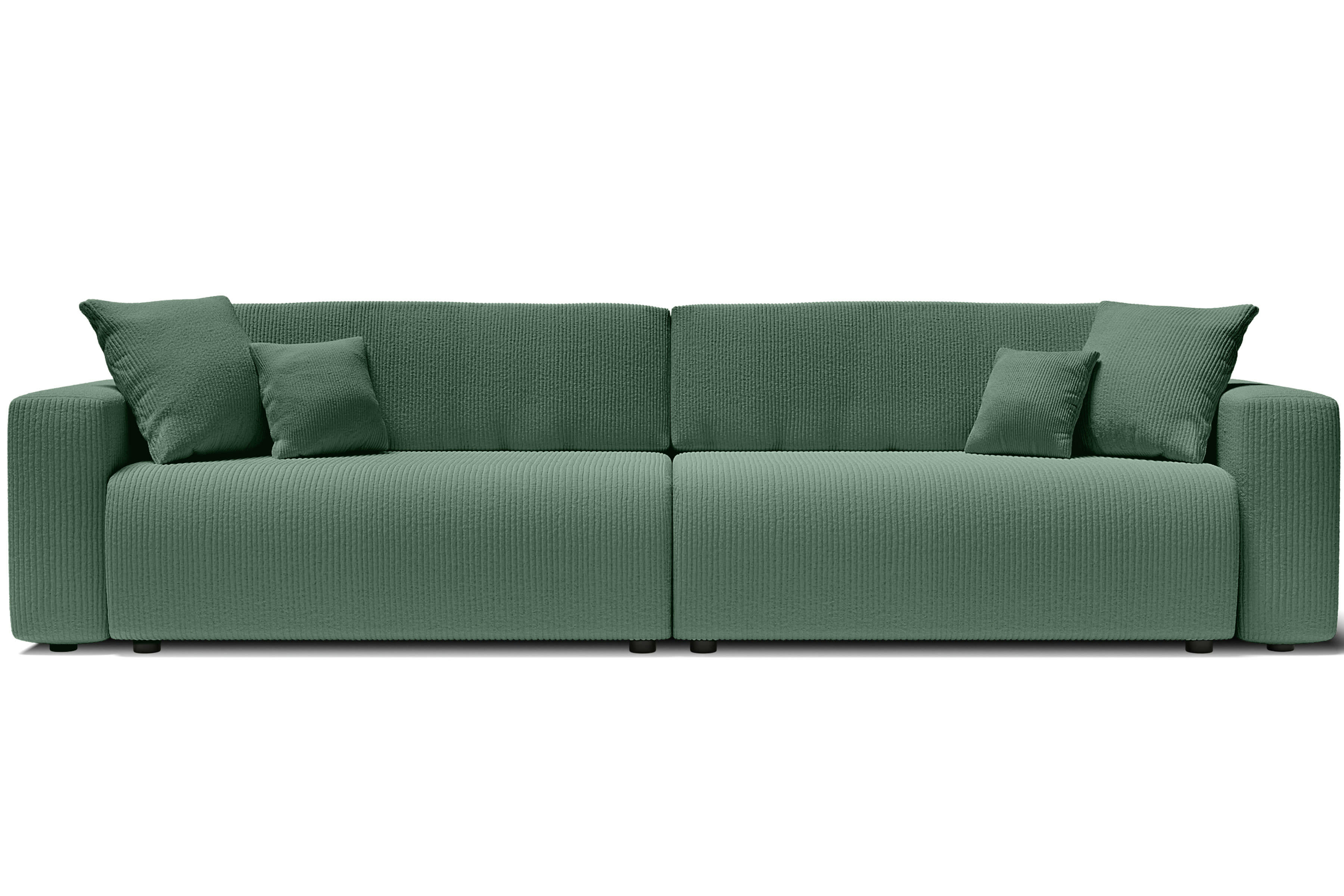 LEO - Canapé droit XL convertible en velours côtelé 5 places vert
