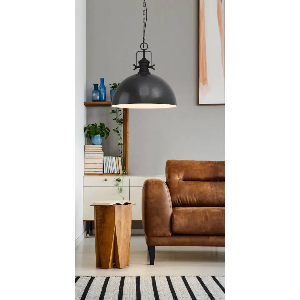 EGLO Combwich Hanglamp - E27 - Staal - Zwart/Cr&egrave;me