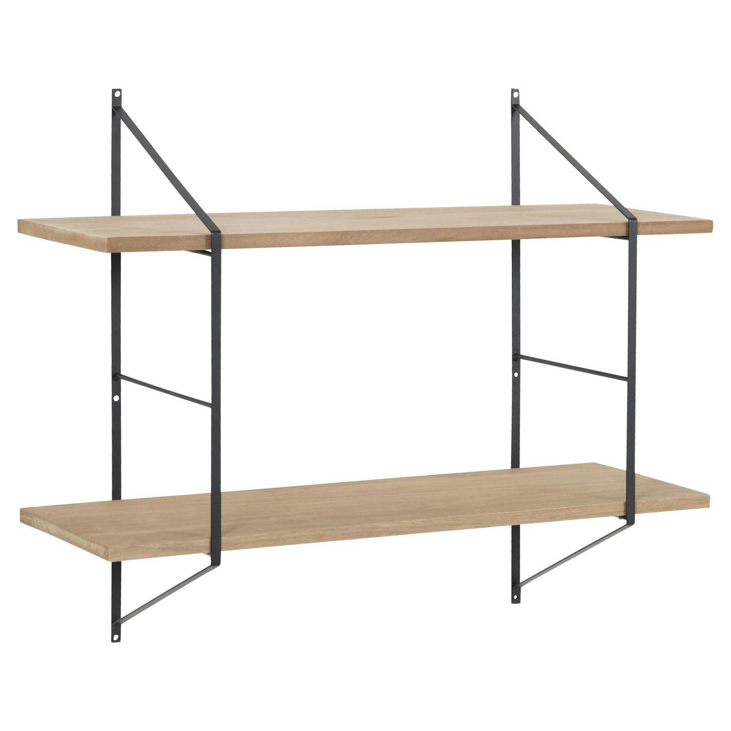 IRISH - Etagère murale 2 niveaux en bois et métal beige