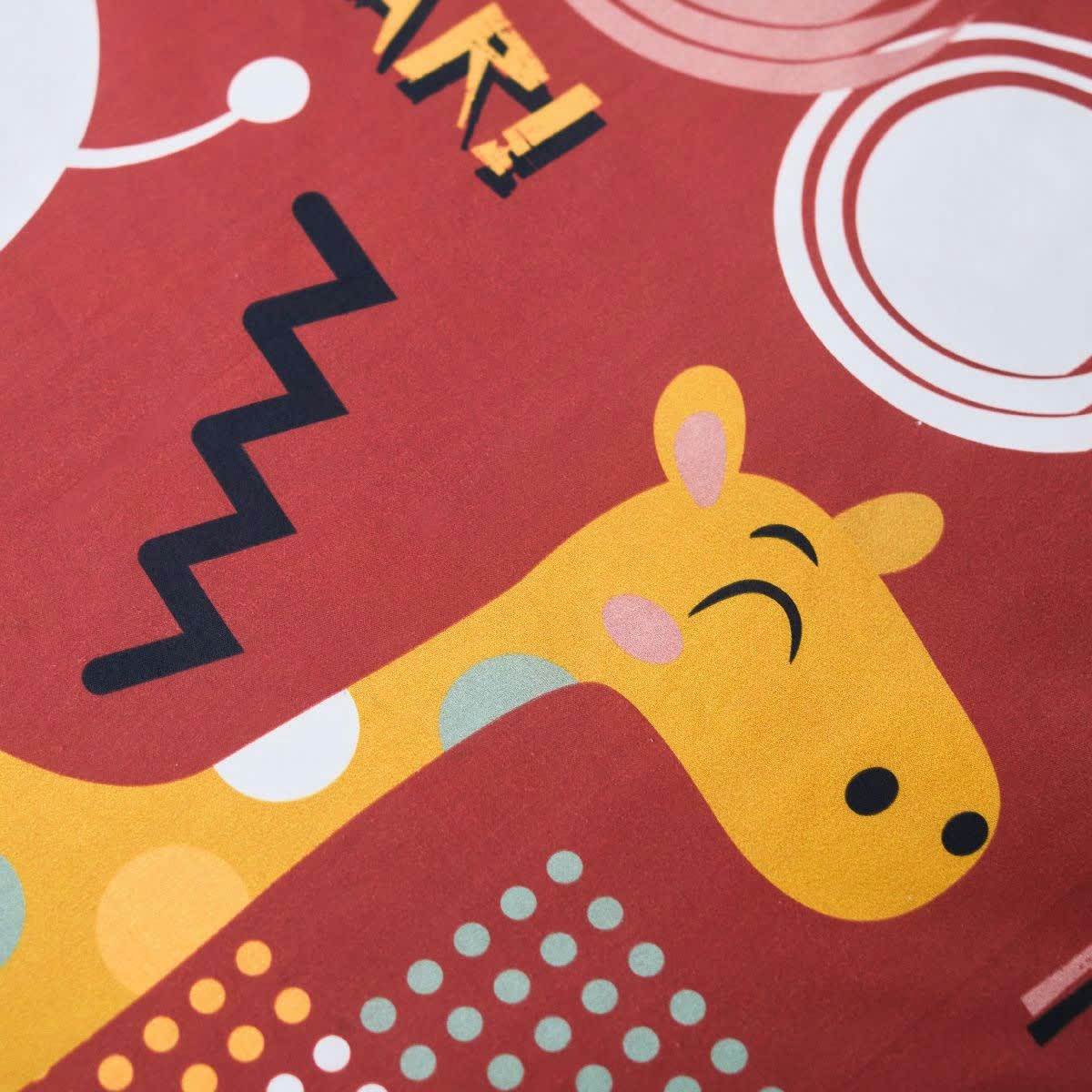 HAPPY LEO - Parure de lit enfant imprimé en coton rouge 140x200cm