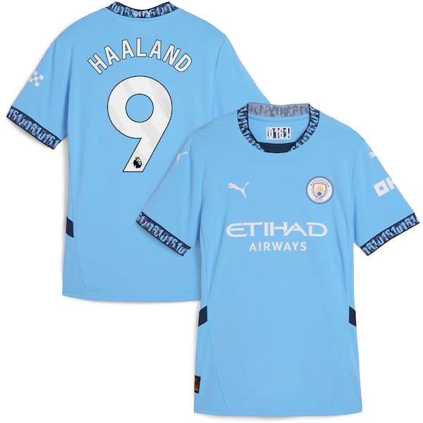 Erling Haaland Manchester City Puma Women's 2024/25 Home Replica Player Jersey - Light Blue