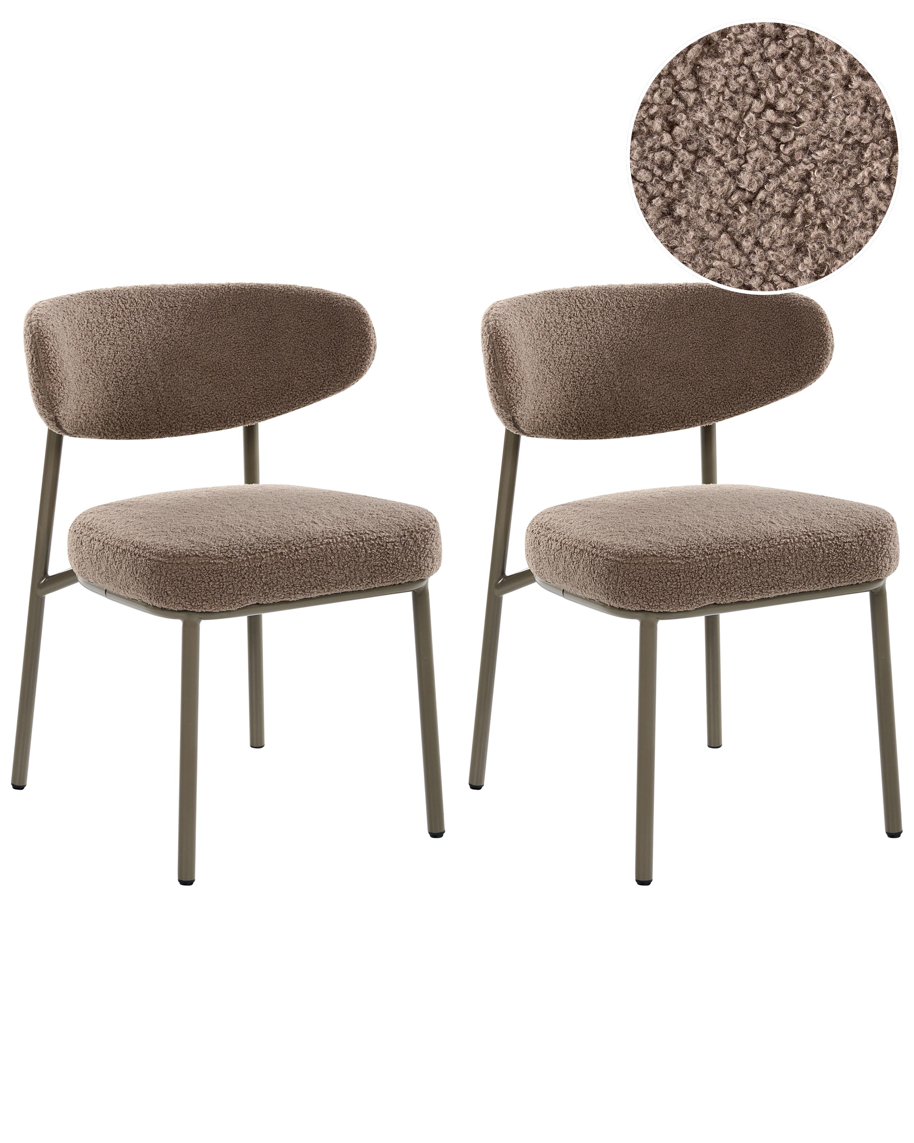 Set of 2 Bar Chairs UNITY Boucle Taupe