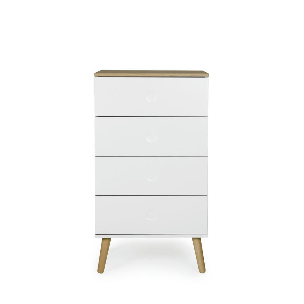 DOT - Petit meuble de rangement en bois 4 tiroirs H98cm blanc
