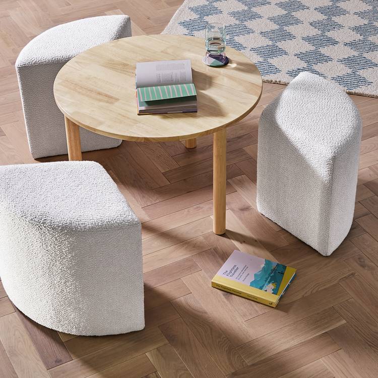 Habitat Harriet Coffee Table and Pouffes - Natural