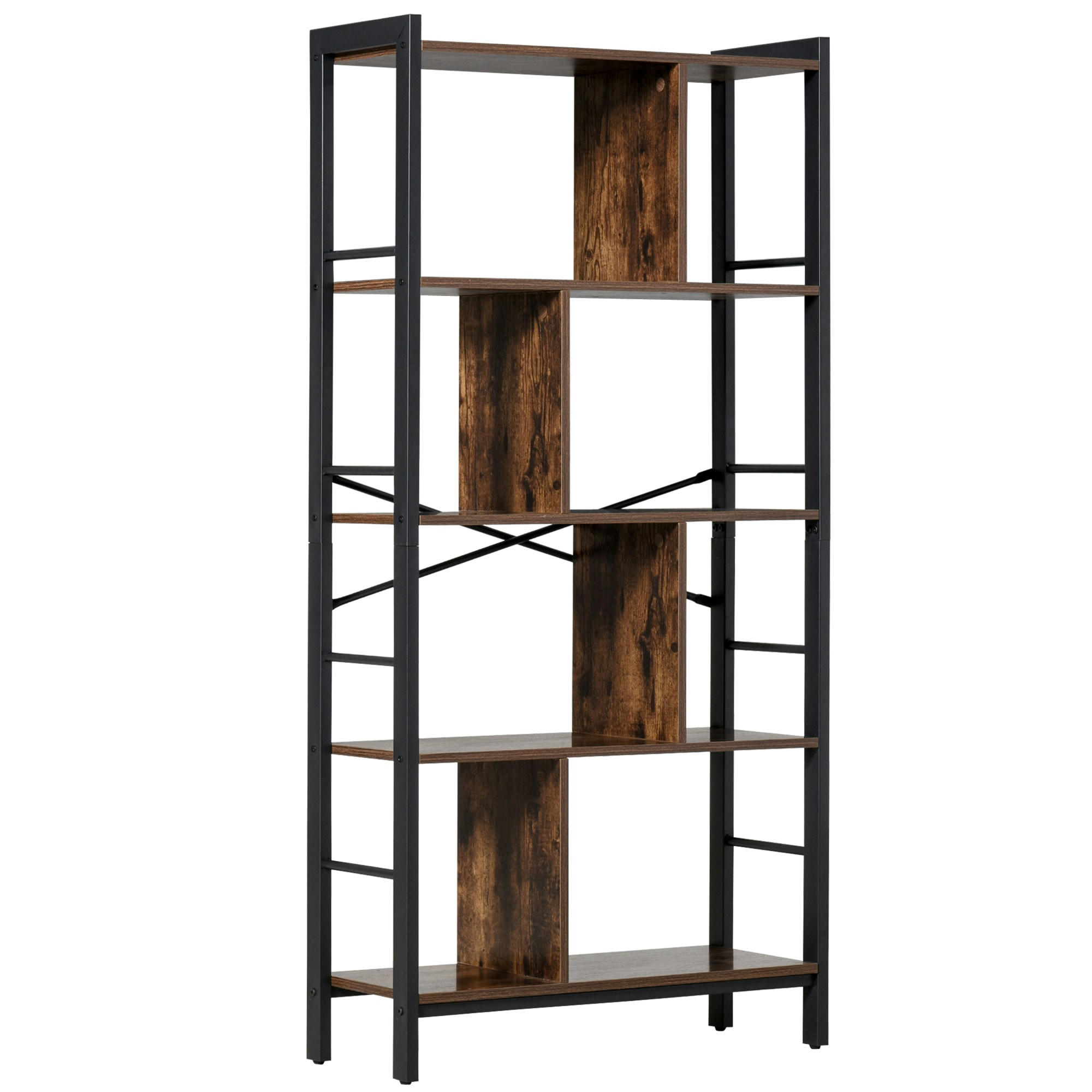 - Bibliothèque style industriel étagère de rangement à 4 niveaux
