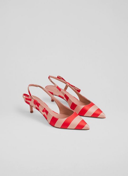 Barette Red Pink Side Bow Kitten Heels