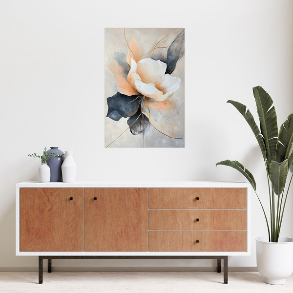Naklejka na ścianę Feeby Abstrakcyjny Kwiat beżowo szary 20x30