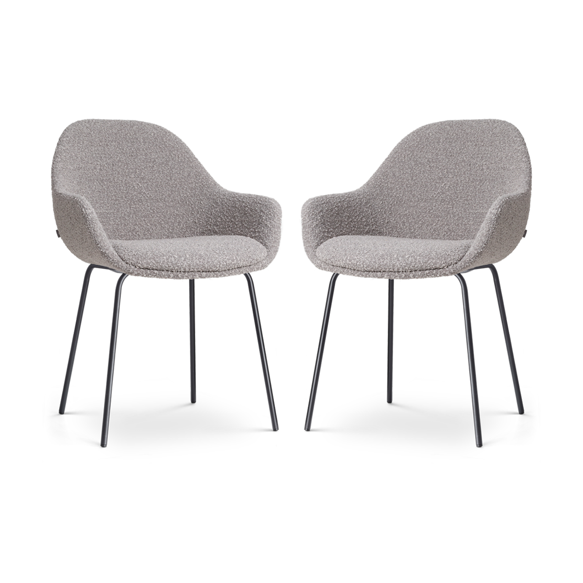 Nolon Nora-Mae Eetkamerstoelen Set van 2 - Bouclé Taupe - Zwarte Poten