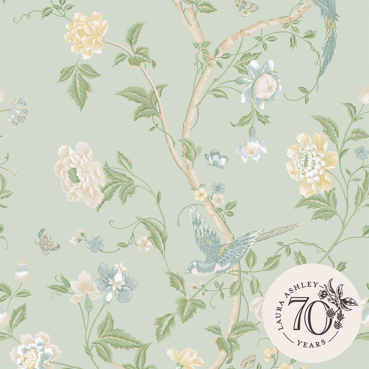 Laura Ashley Vliesbehang Summer Palace Eau de Nil Groen