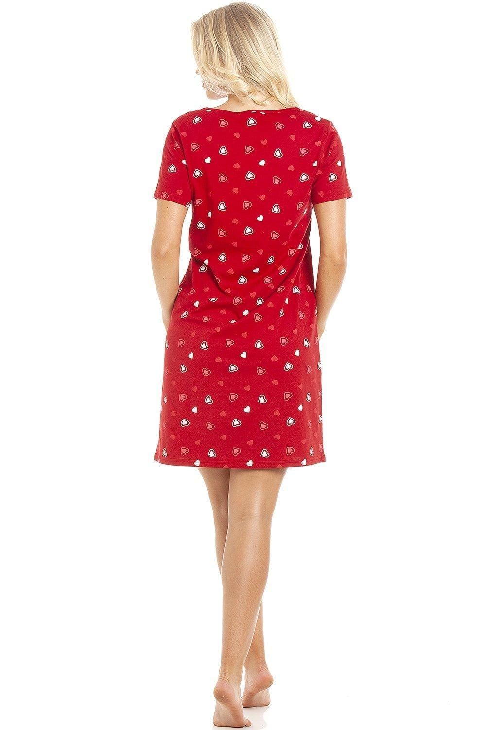 Camille Red Heart Print Cotton Summer Nightdress