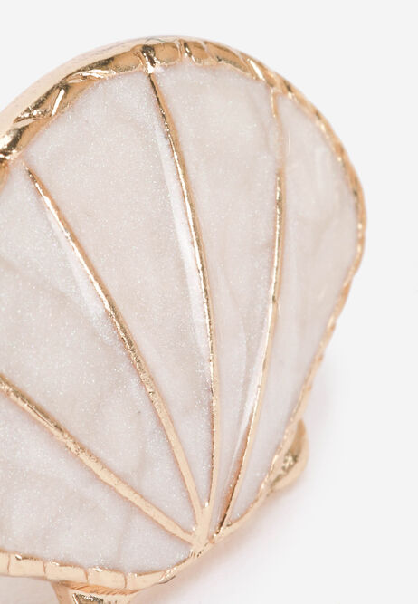 Womens Cream Shell Stud Earrings