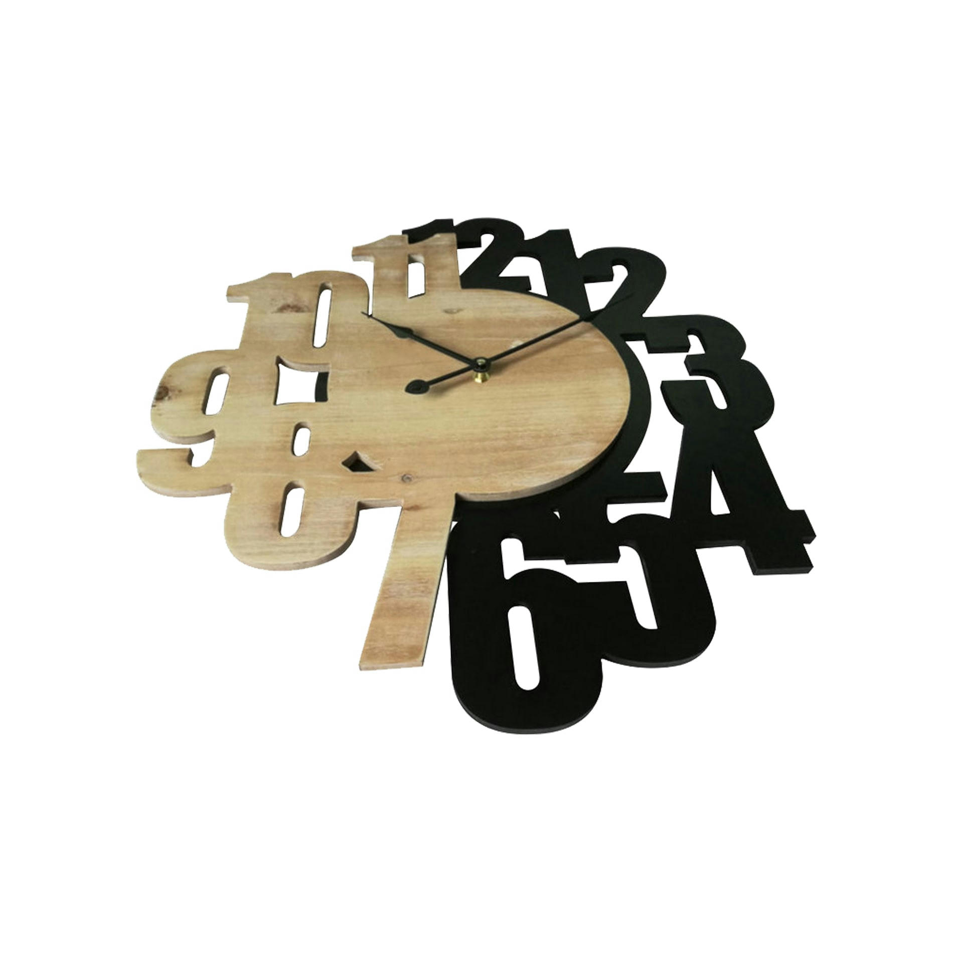 - Horloge murale effet bois sculpté noir et marron 56,5x50 cm