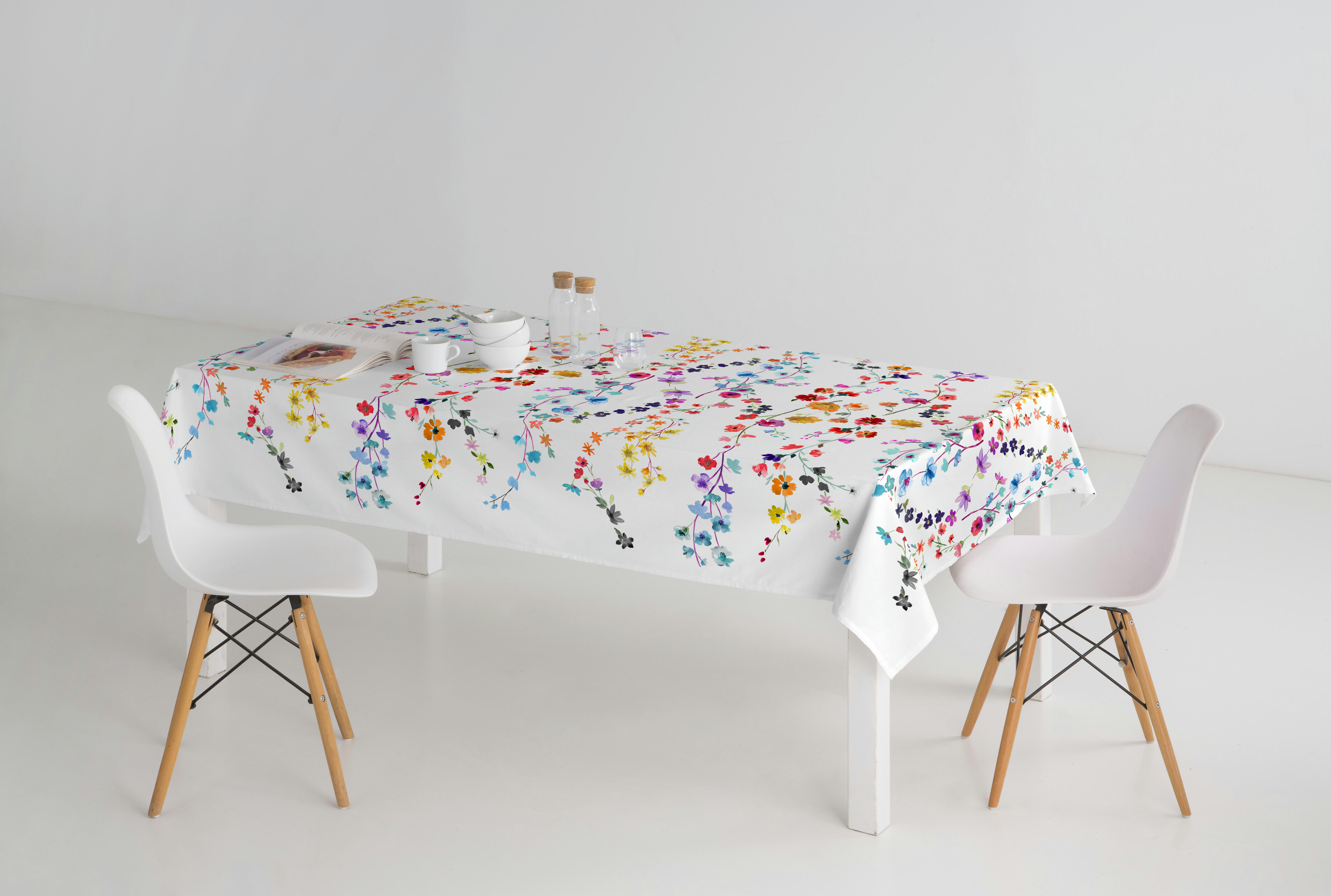 PAULA - Nappe en coton biologique antitâche imprimée  multicolor 140x300 cm