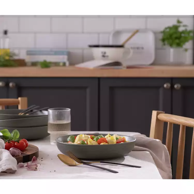 Habitat Textured Ripple 4 Piece Stoneware Pasta Bowls - Sage