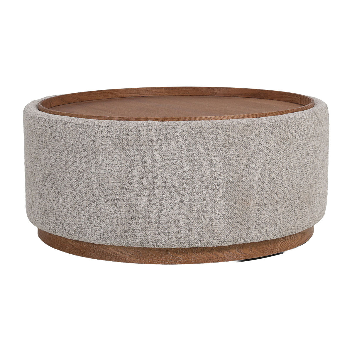 DÉJA Living Salontafel Marcia - Rond Taupe/Walnoot - Incl. Opbergruimte - Ø83cm